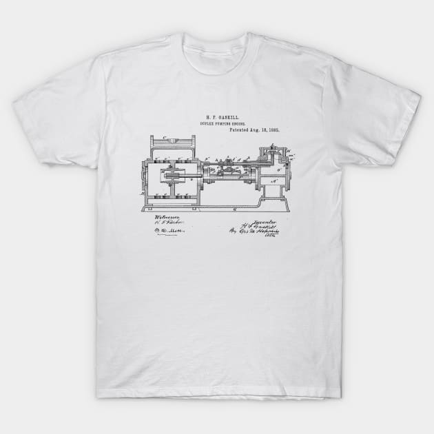 Duplex Pumping Engine Vintage Patent Hand Drawing Funny Novelty Gift T-Shirt by TheYoungDesigns